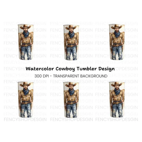 Western Cowboy Tumbler Clipart Bundle