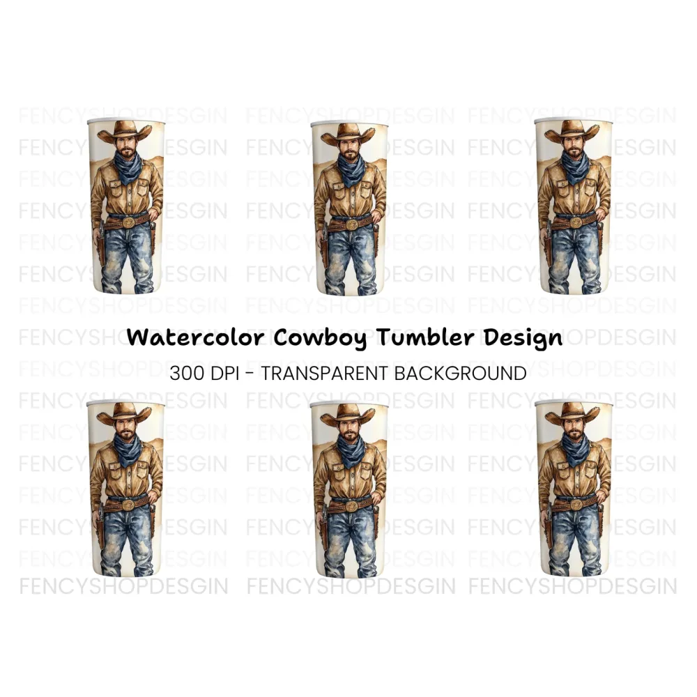 Western Cowboy Tumbler Clipart Bundle