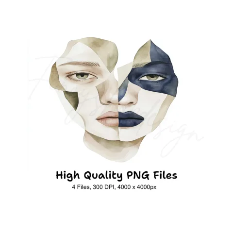 Abstract Faces Clipart Bundle