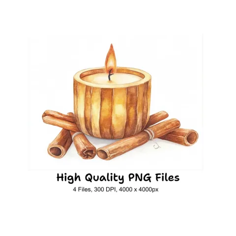 Cinnamon Candle Clipart Bundle