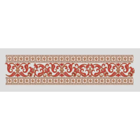 Ornate Scroll and Dot Border Embroidery Design