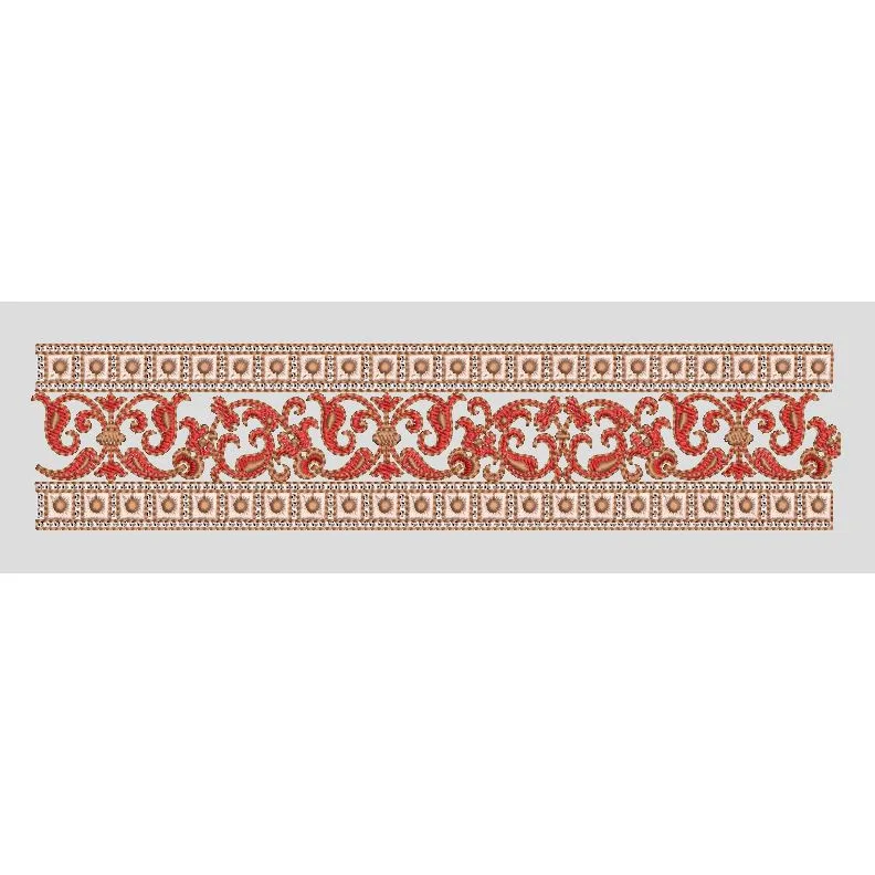Ornate Scroll and Dot Border Embroidery Design