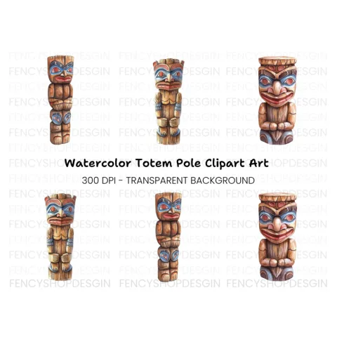 Native American Totem Pole Clipart Bundle