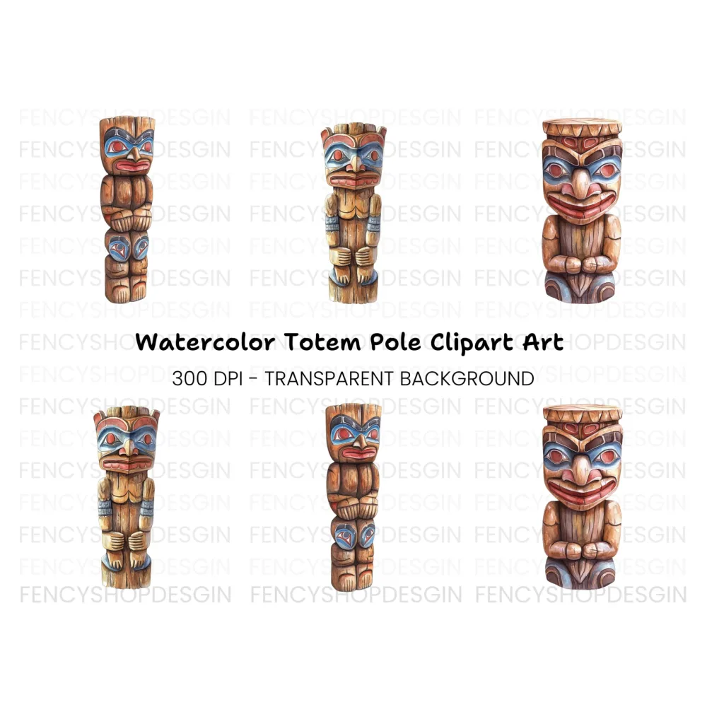 Native American Totem Pole Clipart Bundle