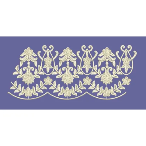 Symmetrical Floral Scallop Border Embroidery Design