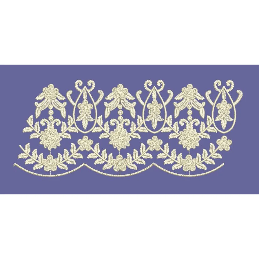 Symmetrical Floral Scallop Border Embroidery Design