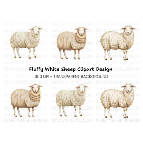 Natural Wool Sheep Clipart Bundle