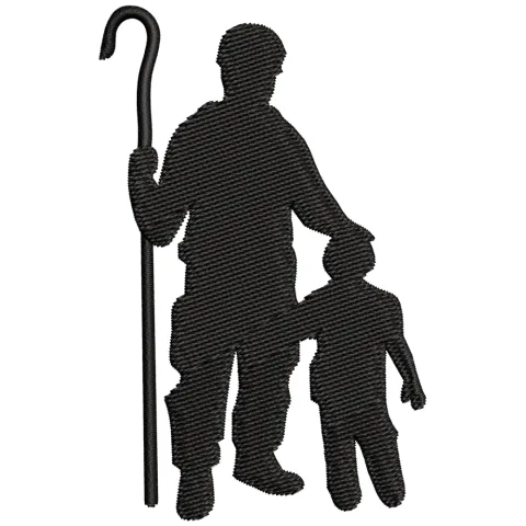 Man With Son Embroidery Design