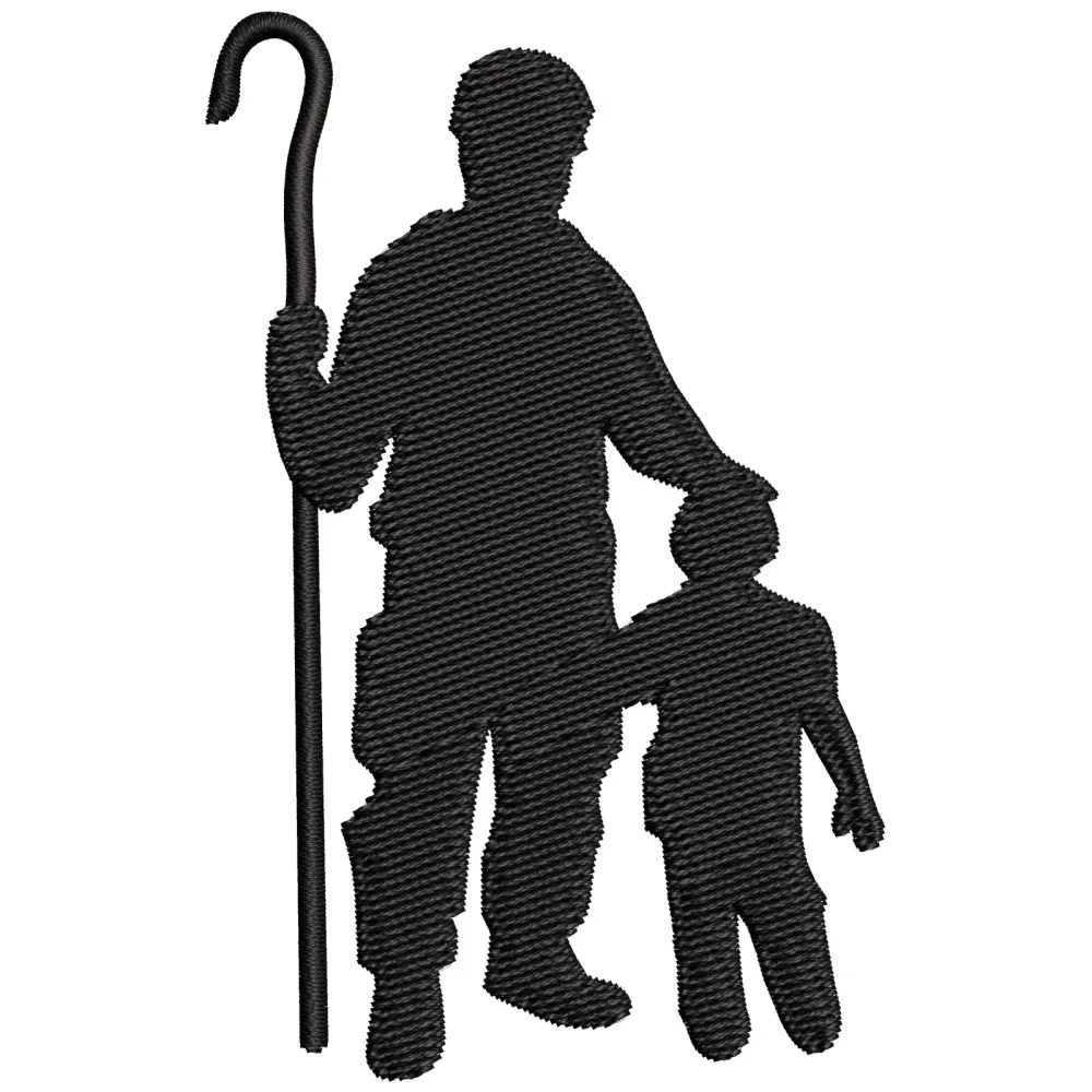 Man With Son Embroidery Design