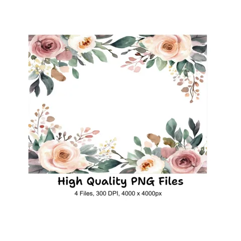 Floral Wreaths Corners Clipart Bundle