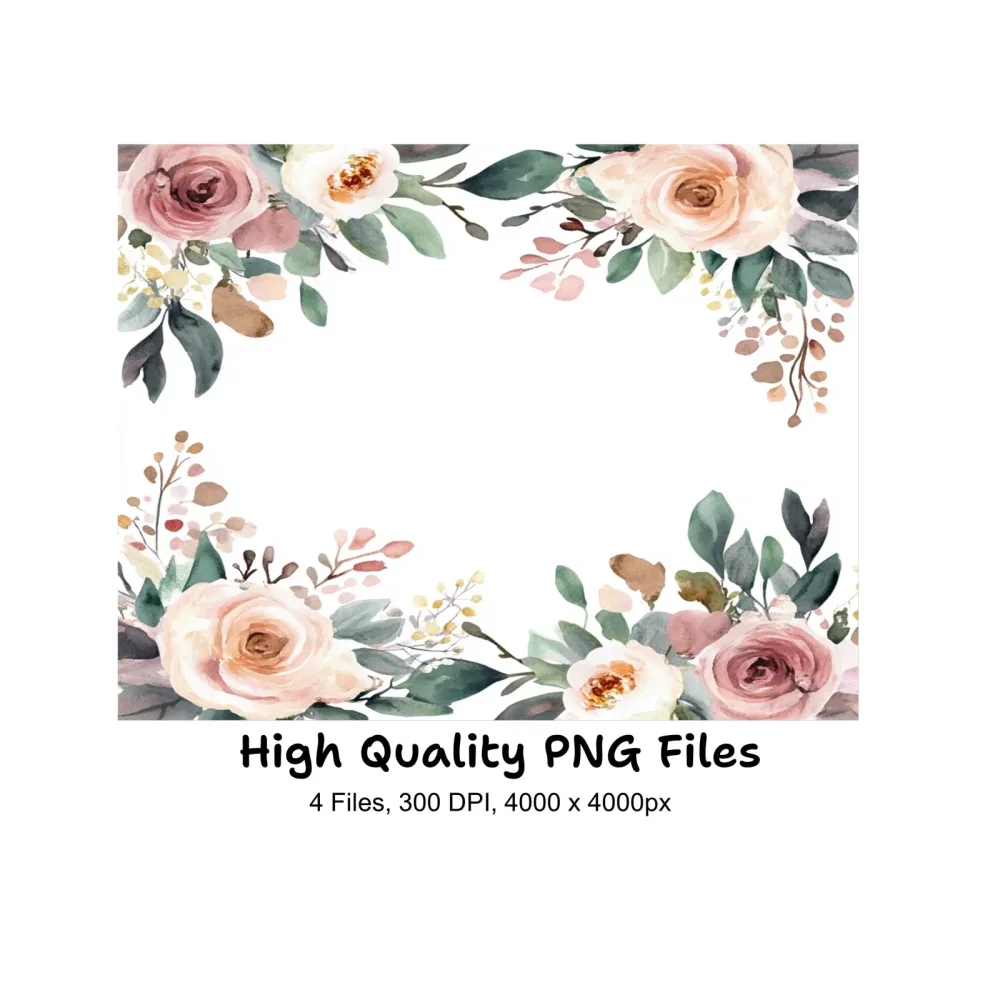 Floral Wreaths Corners Clipart Bundle