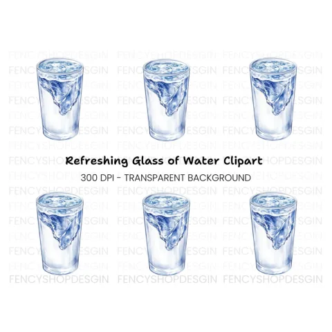 Refreshing Water Glass Clipart Bundle