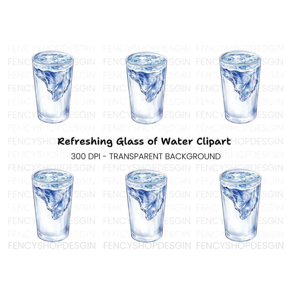Refreshing Water Glass Clipart Bundle