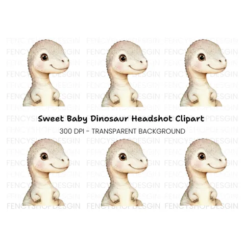 Cute Baby Rex Dinosaur Clipart Bundle