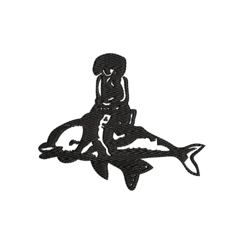Fish Rider Embroidery Design