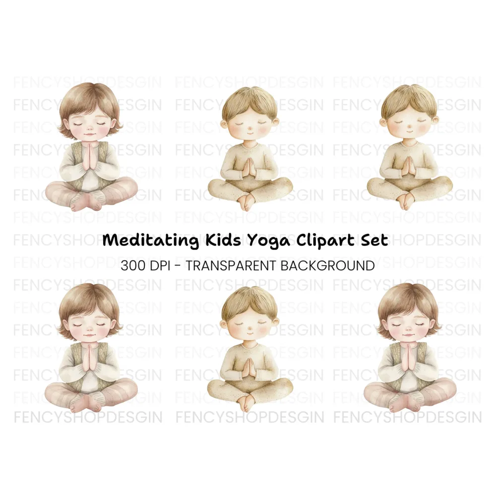 Kids Yoga and Meditation Clipart Bundle