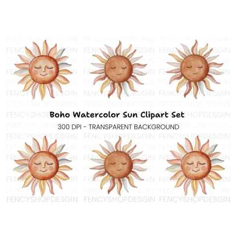 Boho Sun Clipart Bundle