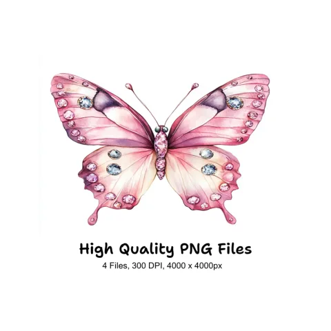 Jeweled Butterfly Clipart Bundle