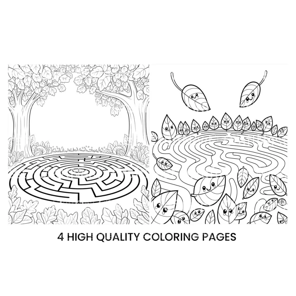 Cute Autumn Leaves Maze Coloring Books