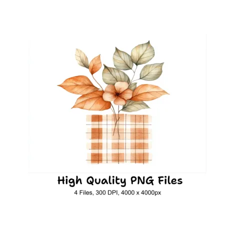 Autumn Leaves Plaid Clipart Bundle