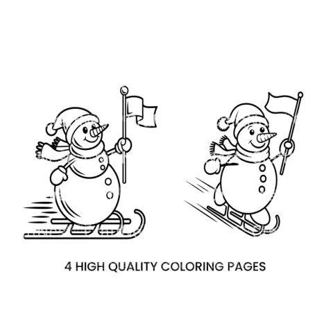 Ice Skating Snowman Winter Coloring Books