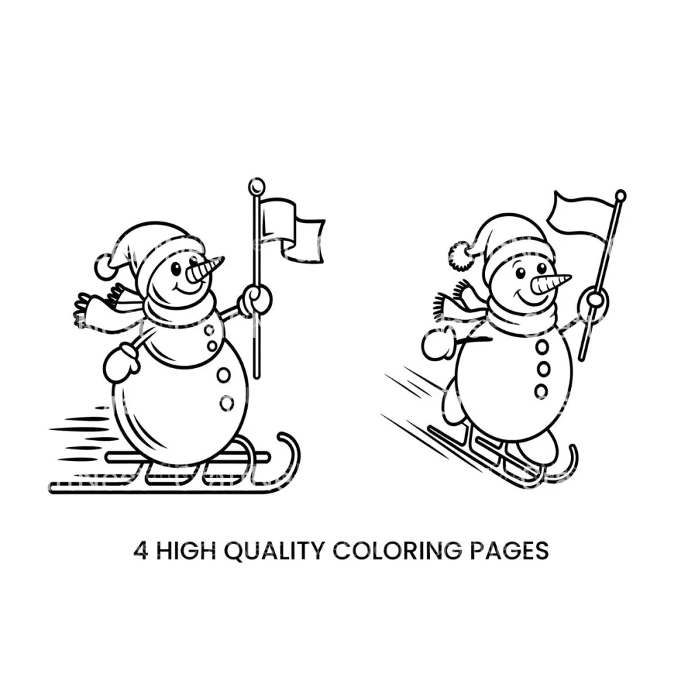 Ice Skating Snowman Winter Coloring Books
