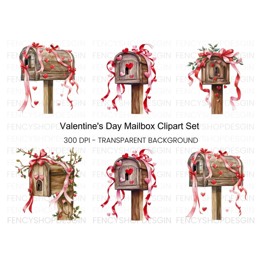 Valentine's Day Mailbox Clipart Bundle