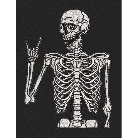 Rocking Skeleton White & Grey Embroidery Design