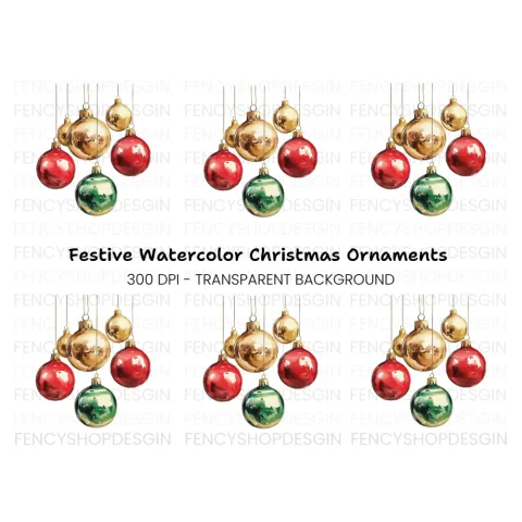 Vibrant Christmas Baubles Clipart Bundle