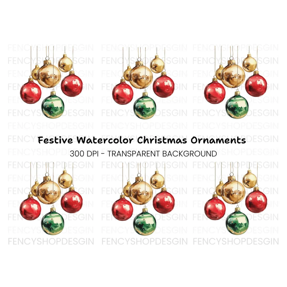 Vibrant Christmas Baubles Clipart Bundle