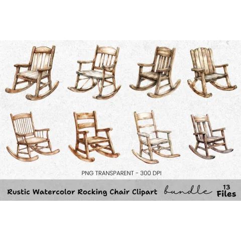 Rustic Rocking Chair Clipart Bundle