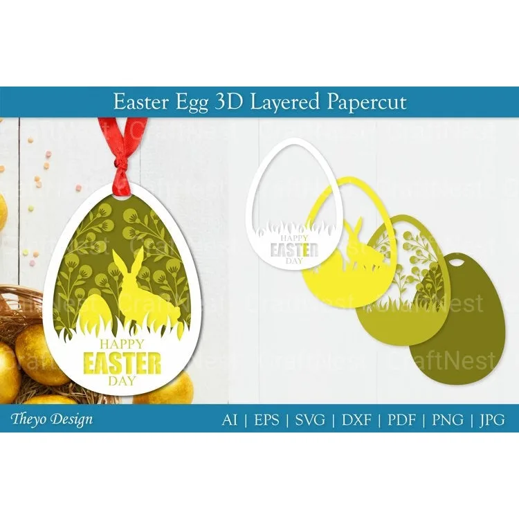 Easter Egg Layered Papercut SVG Bundle