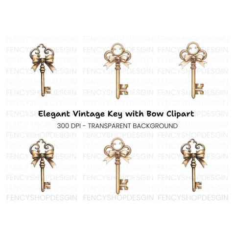 Elegant Vintage Skeleton Keys Clipart Bundle