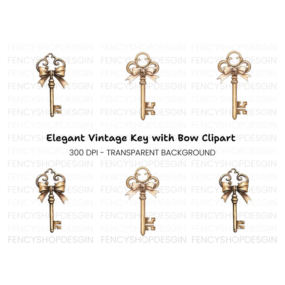 Elegant Vintage Skeleton Keys Clipart Bundle