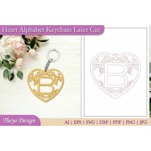 Heart Alphabet Keychain SVG Bundle
