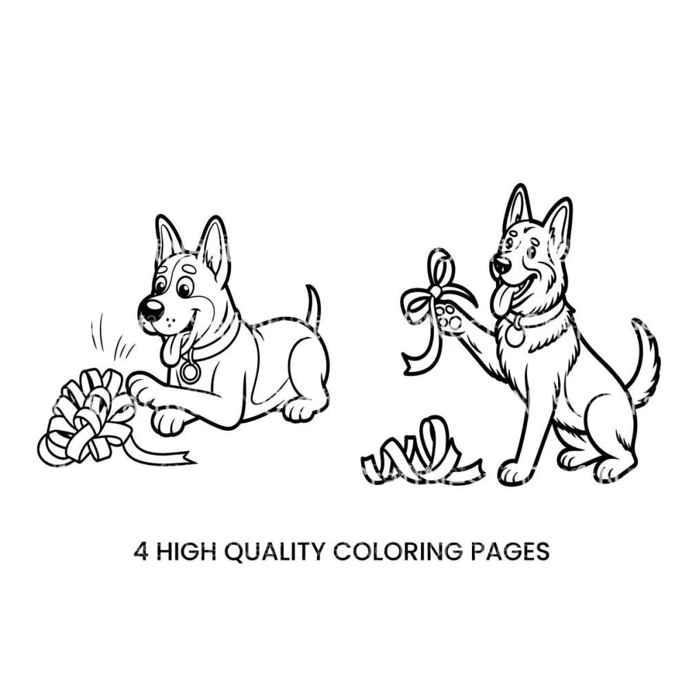 Puppy Playing With Ribbon Coloring Books
