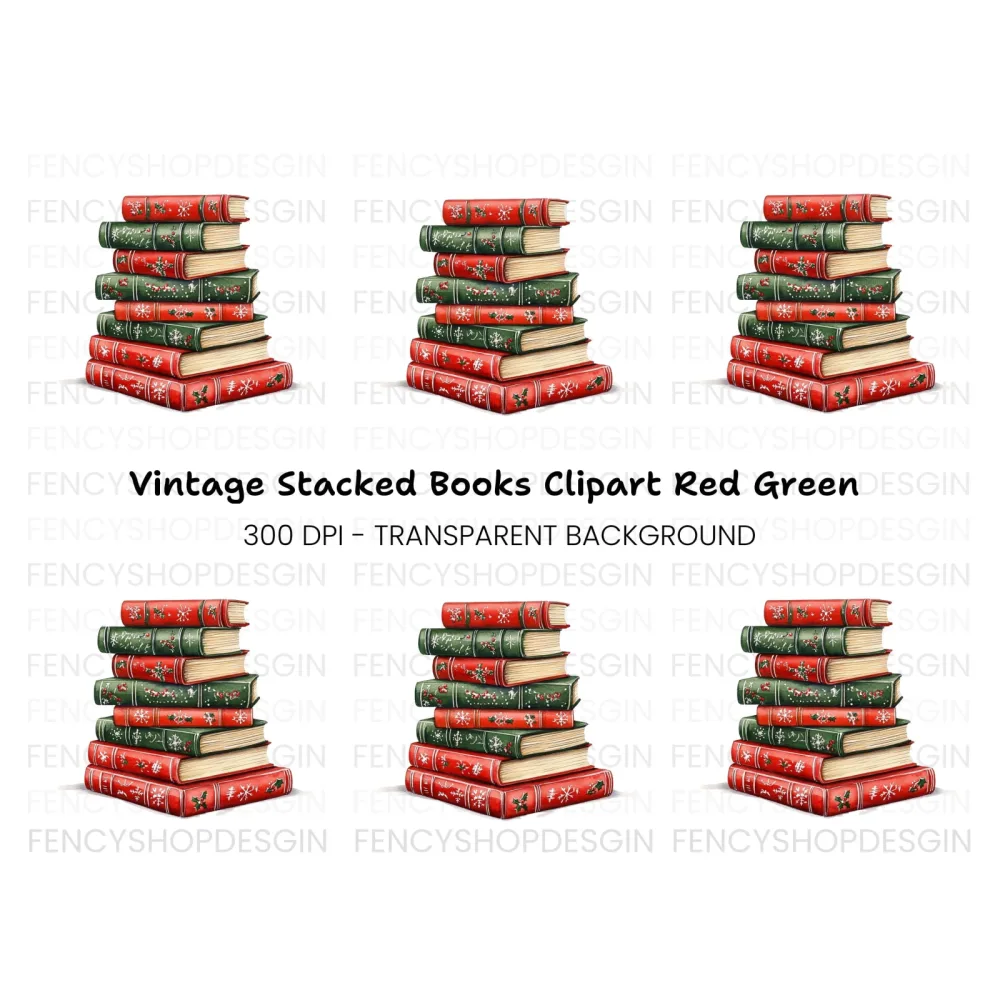 Christmas Holiday Books Stack Clipart Bundle