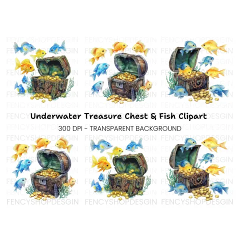 Treasure Chest Fish Clipart Bundle