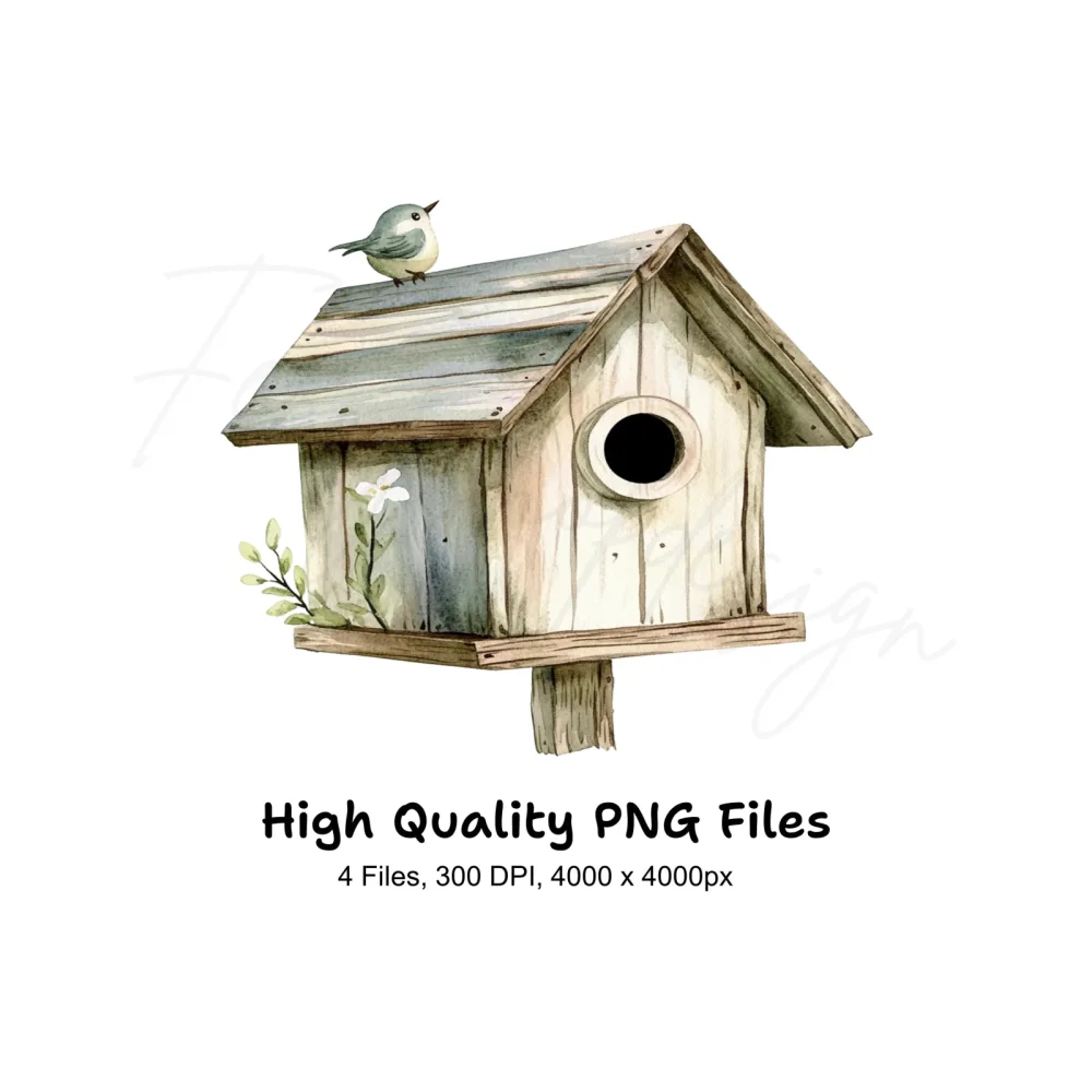 Rustic Birdhouse Clipart Bundle