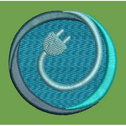 Circular Power Plug Graphic Embroidery Design