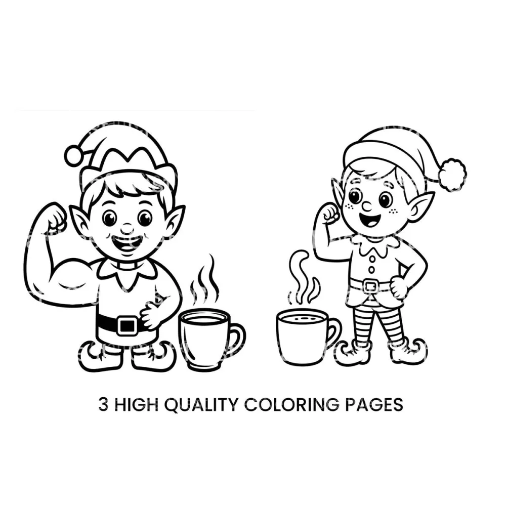 Christmas Elf with Hot Cocoa Coloring Books