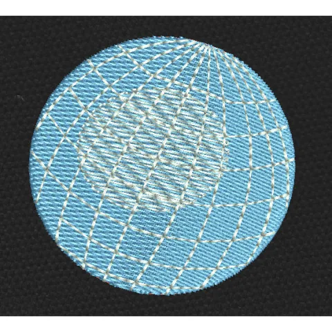 Grid Globe Blue Embroidery Design