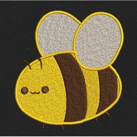 Happy Bumble Round Bee Embroidery Design