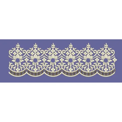 Scalloped Off White Lace Border Embroidery Design