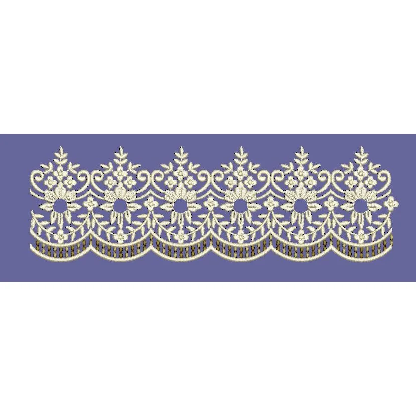 Scalloped Off White Lace Border Embroidery Design