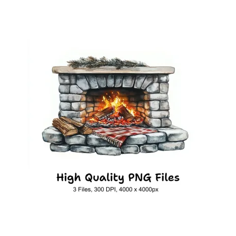 Cozy Fireplace Clipart Bundle