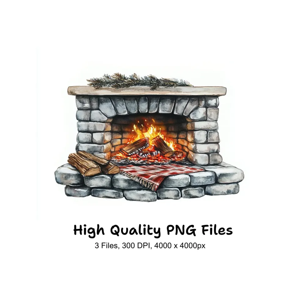 Cozy Fireplace Clipart Bundle