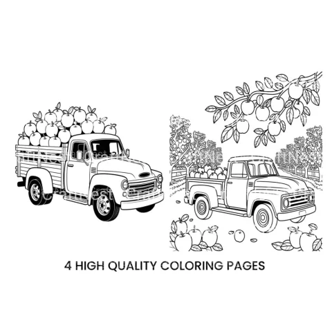 Apple Orchard Pickup Trucks Coloring Books