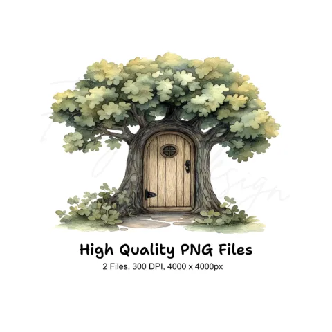 Whimsical Tree House Door Clipart Bundle
