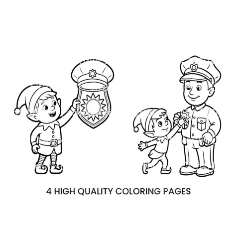 Elf and PolicemanFun Coloring Books